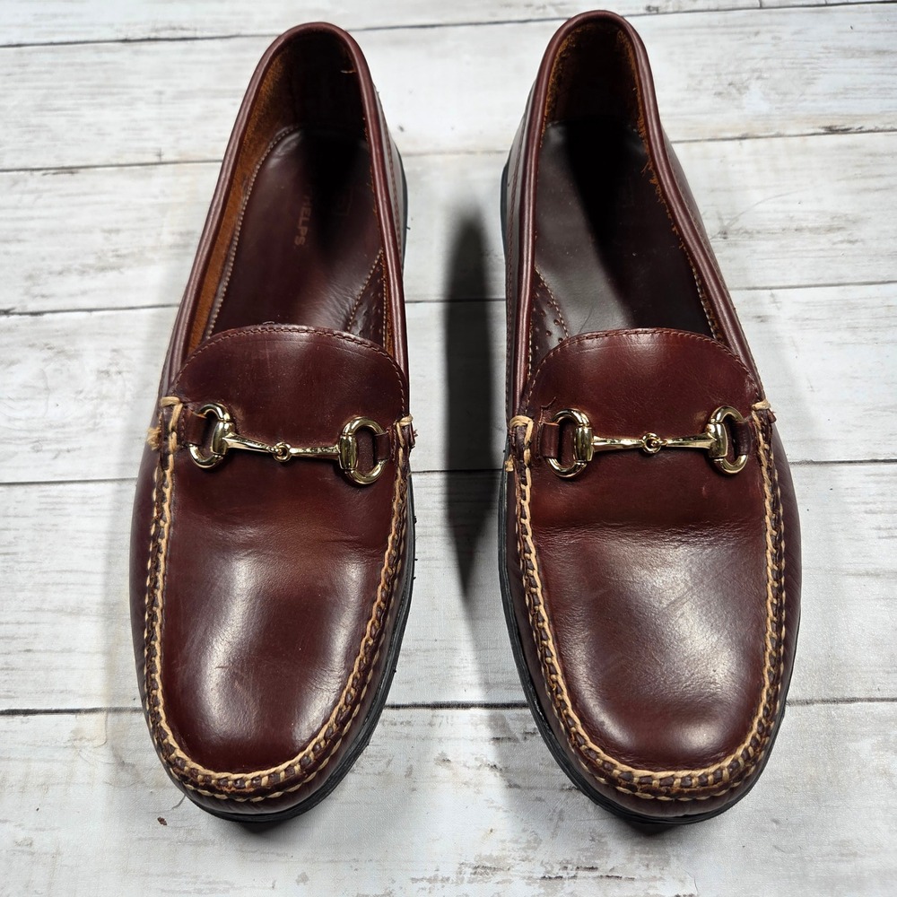 T.B. Phelps 710-05 Bit Loafer Mens 11 M Brown Leather Gold Bit Driving Shoe